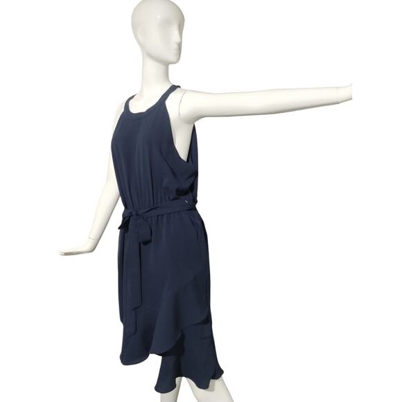 41 Hawthorn Womens XL Navy Halter Dress Asymmetrical Hem Quiet Luxury Old Money - Picture 6 of 11